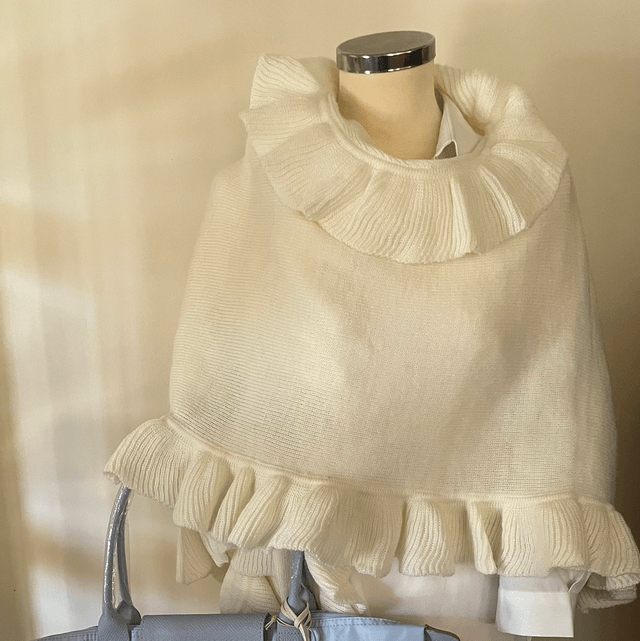 Poncho alpaca mix ecru -verkocht