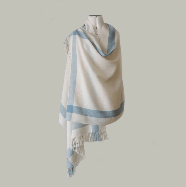  100% baby alpaca omslagdoek 75 x 200 cm lichtblauw