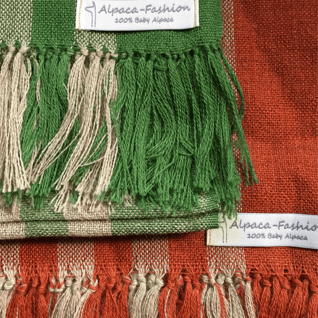100% babyalpaca omslagdoek groen 75cm x 200cm